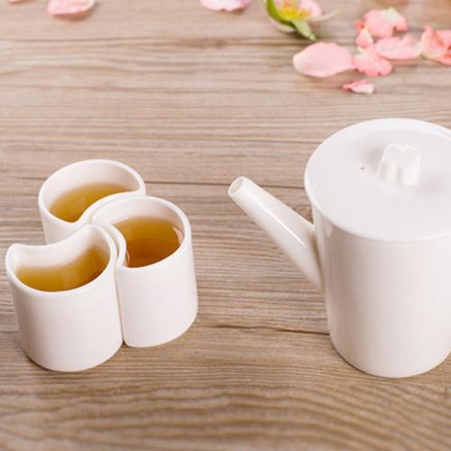 白玉瓷花伴茶具 一壶四杯花瓣
