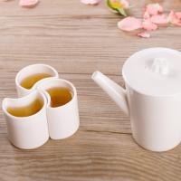 白玉瓷花伴茶具 一壶四杯花瓣